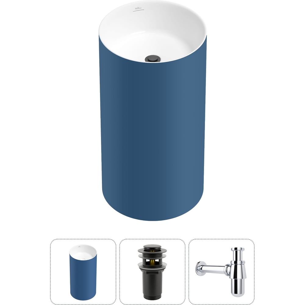 Изображение товара Раковина-моноблок Chalice Perfection Wellsee 3 в 1 матовый темно-синий / белый глянец Изображение товара Раковина-моноблок Chalice Perfection Wellsee 3 в 1 матовый темно-синий / белый глянец