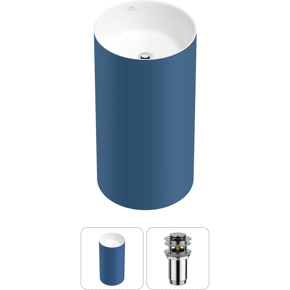 Изображение товара Напольная раковина Wellsee Chalice Perfection 2 в 1 акрил матовая синяя и белая Изображение товара Напольная раковина Wellsee Chalice Perfection 2 в 1 акрил матовая синяя и белая