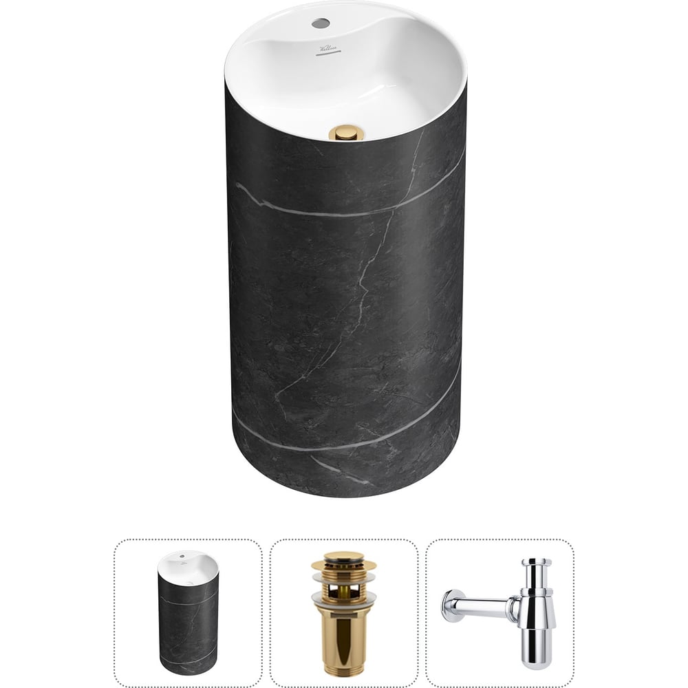 Изображение товара Напольная раковина Wellsee Chalice Perfection 3 в 1 акрил современный дизайн