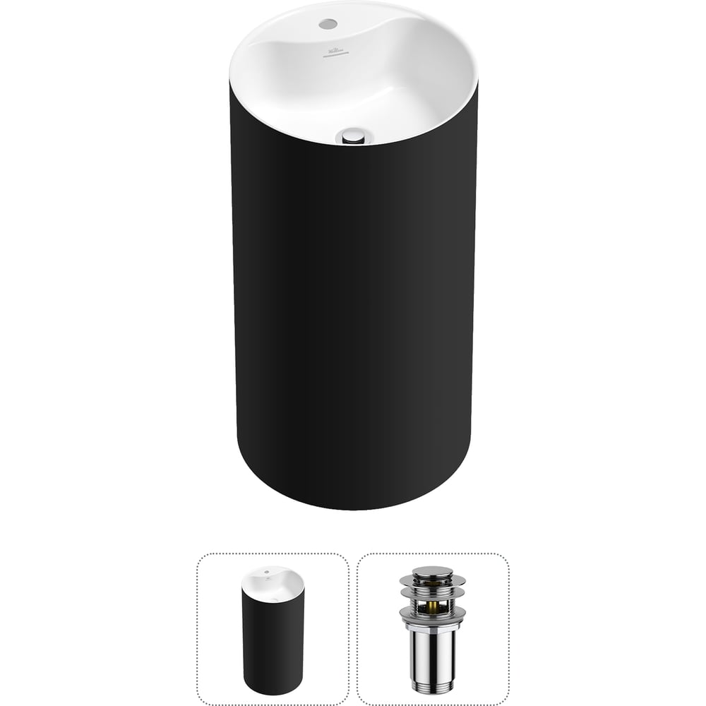 Изображение товара Напольная раковина Wellsee Chalice Perfection 2 в 1 акрил черный белый