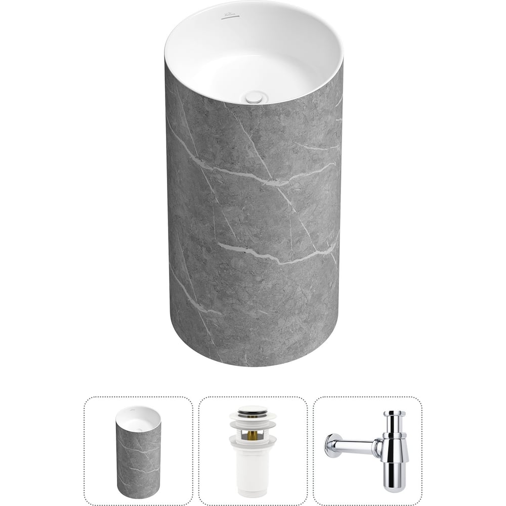 Изображение товара Напольная раковина Wellsee Chalice Perfection 20212933R матовый серый мрамор