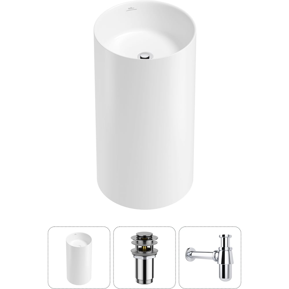 Изображение товара Напольная раковина акриловая Wellsee Chalice Perfection белый глянец 3 в 1