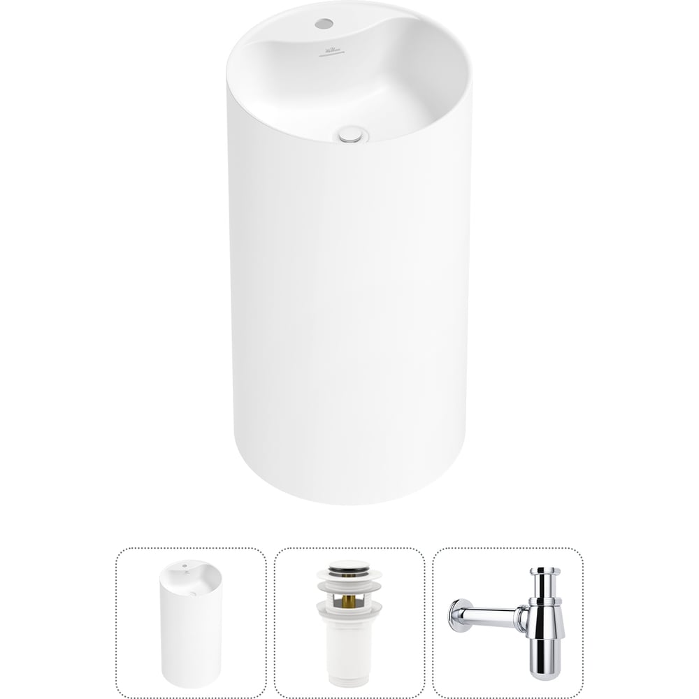 Изображение товара Напольная раковина из акрила Wellsee Chalice Perfection 3 в 1 белая глянец