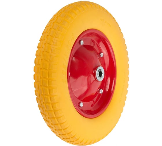 Изображение товара Колесо запасное полиуретановое (16"х4"; подшипники 20 мм) для тачки 77557 FIT 77587