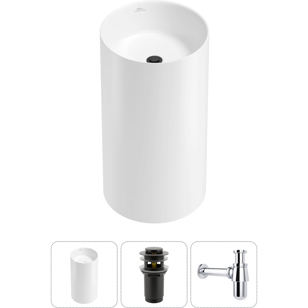 Изображение товара Раковина напольная Wellsee Chalice Perfection 3 в 1 акрил белый глянец