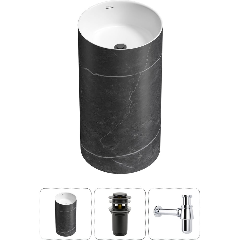 Изображение товара Напольная раковина Wellsee Chalice Perfection черная и белая