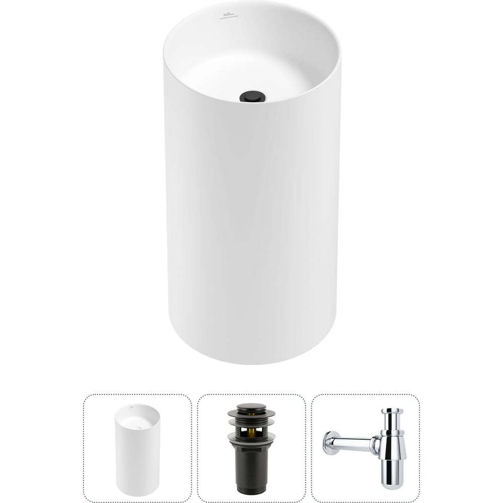 Изображение товара Напольная раковина отдельностоящая Wellsee Chalice Perfection 3в1 акрил белая глянцевая