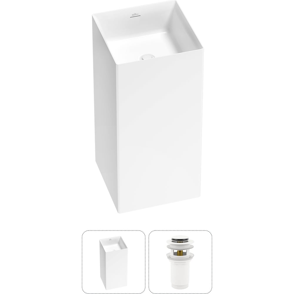 Изображение товара Напольная раковина отдельно стоящая Wellsee Pure BY 400х400 мм белый глянец