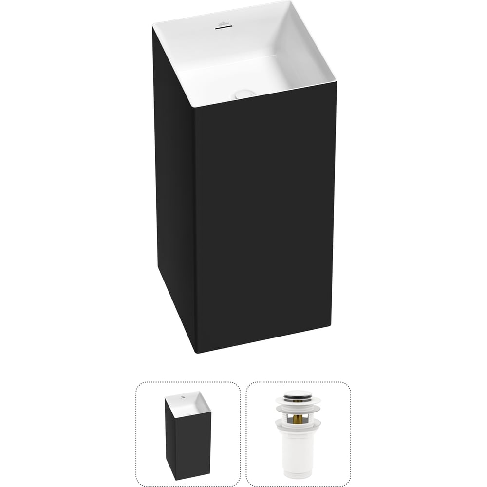 Изображение товара Напольная раковина Wellsee Pure BY из акрила квадратная современная