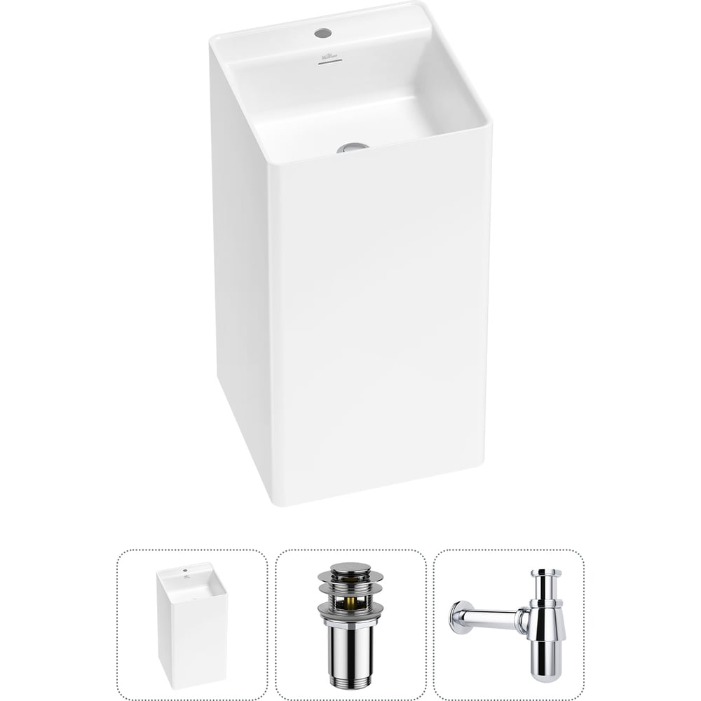 Изображение товара Напольная раковина Wellsee Pure BY 20213254R квадратная белая