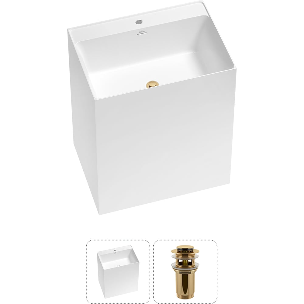 Изображение товара Напольная раковина Wellsee Doux 2 в 1 из акрила белая глянцевая