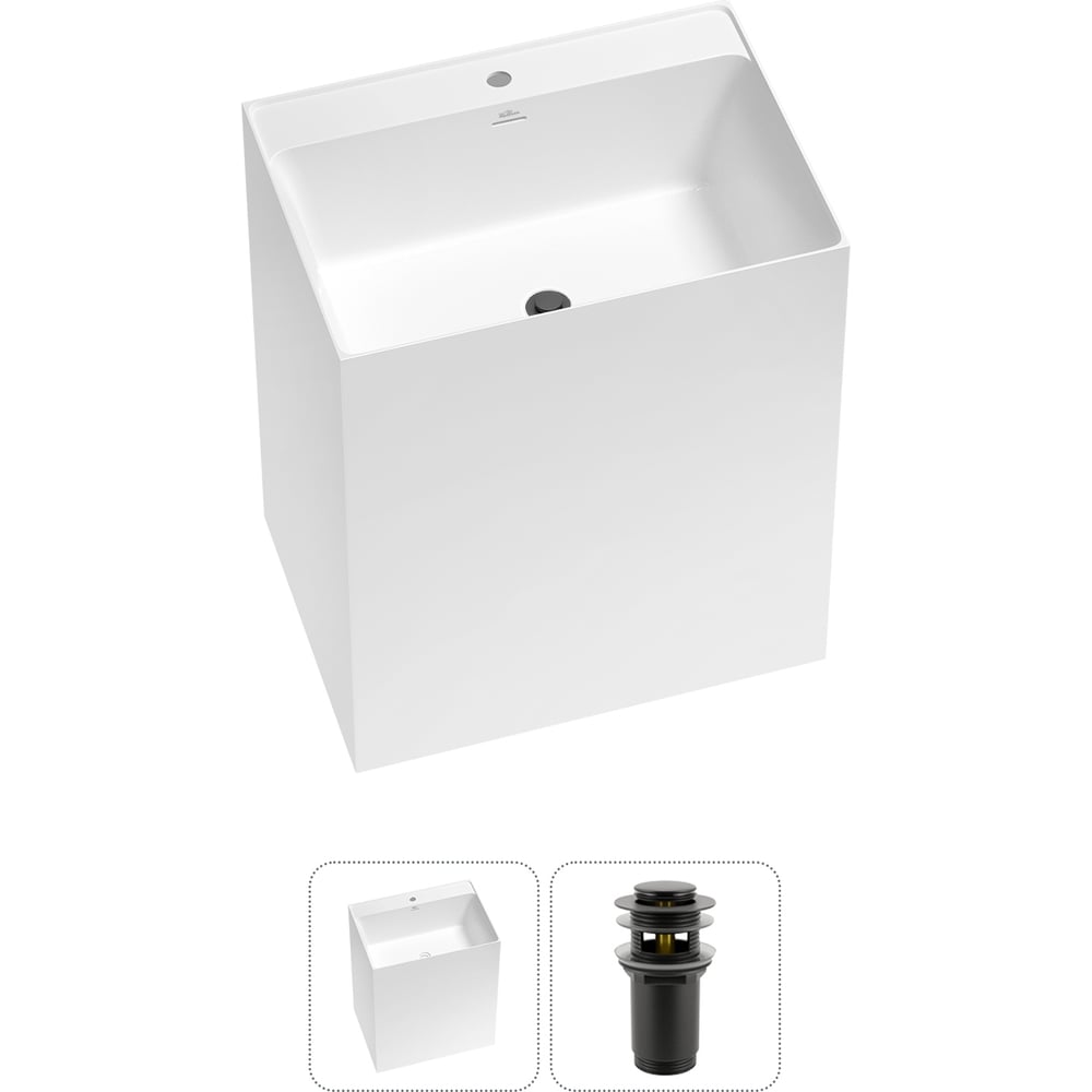 Изображение товара Напольная раковина Wellsee Doux из акрила, белая глянец, 2 в 1