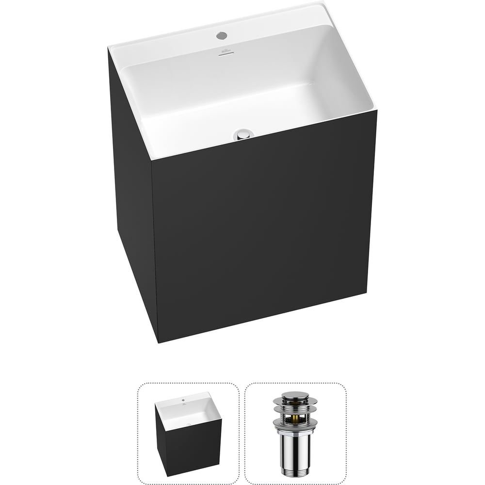 Изображение товара Напольная раковина Wellsee Doux 2 в 1 из акрила цвет матовый черный или белый