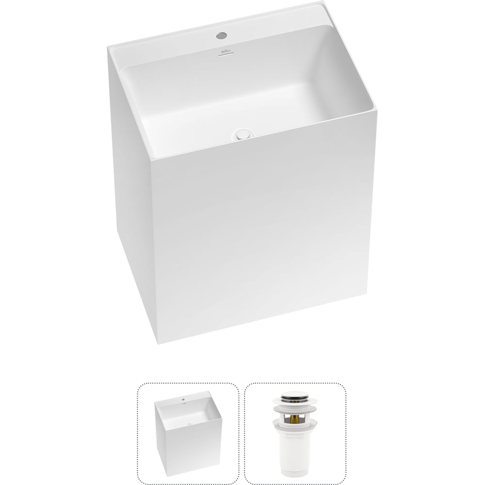 Изображение товара Напольная раковина Wellsee Doux 2 в 1 акрил матовая белая современная