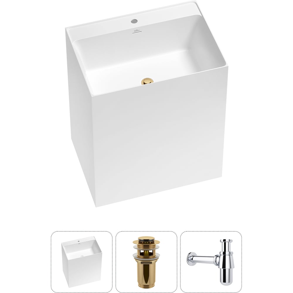 Изображение товара Напольная раковина Wellsee Doux 3 в 1 из акрила белая глянцевая