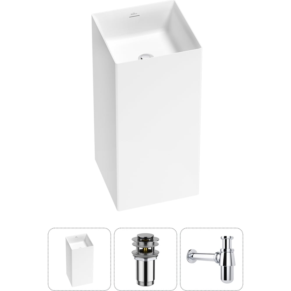 Изображение товара Напольная раковина отдельно стоящая Wellsee Pure BY акрил матовая белая