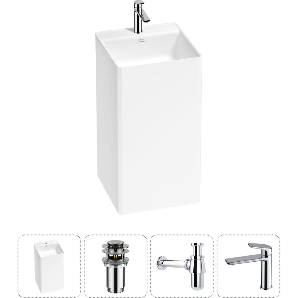 Изображение товара Напольная раковина из акрила Wellsee Pure BY матовая белая 450 мм