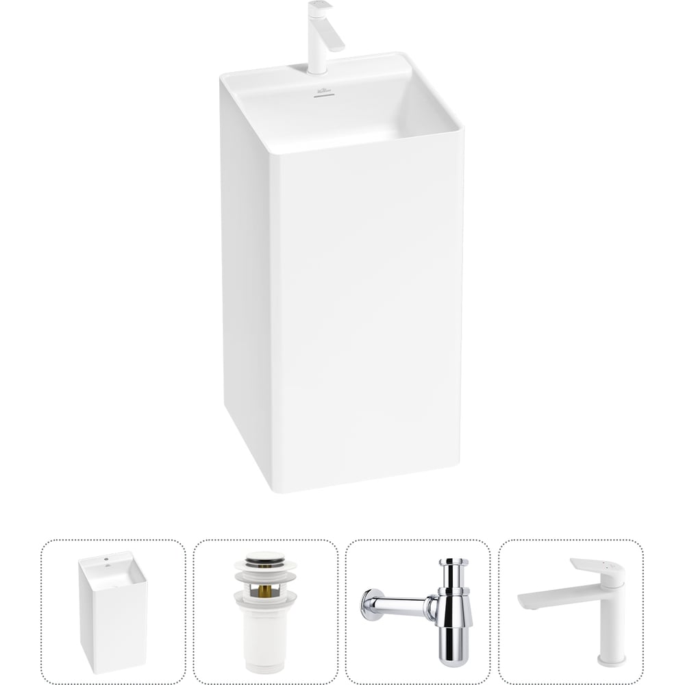 Изображение товара Напольная раковина Wellsee Pure BY 20213277R из акрила матово-белого цвета