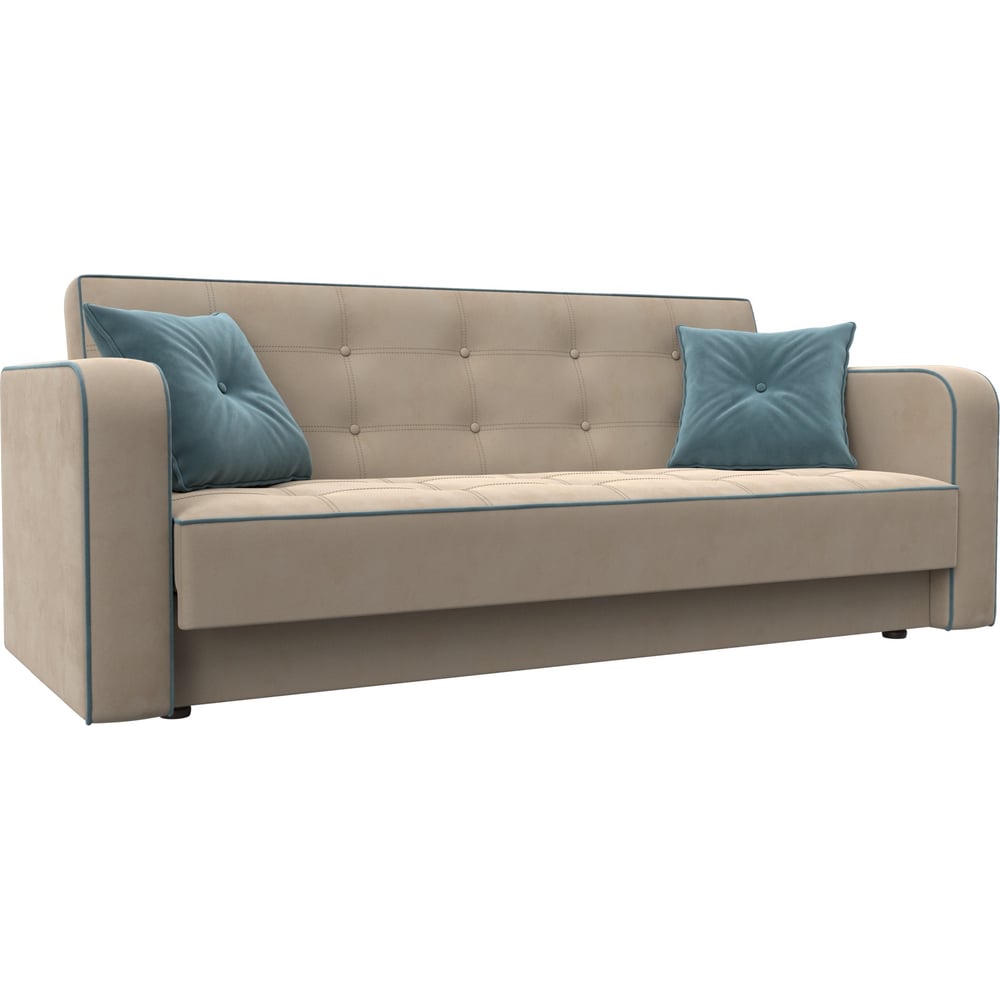 Изображение товара Диван-книжка Лига диванов Тур 126122 бежевый и бирюзовый