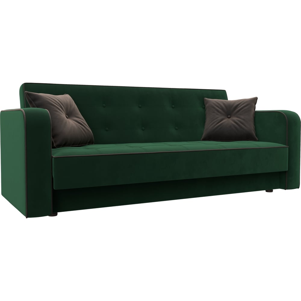 Изображение товара Диван-книжка Лига диванов Тур 126155 классика зеленый коричневый велюровый механизм книжка