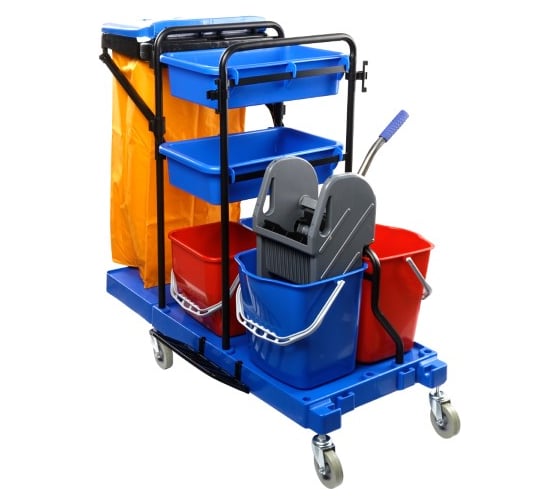 Изображение товара Уборочная тележка OfficeClean Professional ведра 2x20 л 2x11 л, отжим, держатель для мешка, мешок, 2 поддона 265255/AF08173