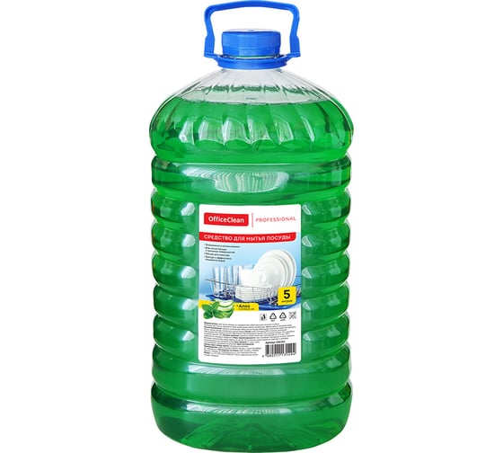 Изображение товара Средство для мытья посуды OfficeClean Professional Алоэ и зеленый чай ПЭТ 5 л 246161/П