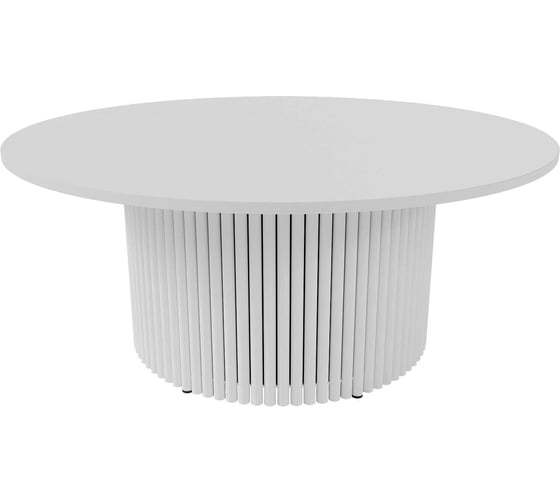 Изображение товара Круглый журнальный стол с металлическим подстольем GENGLASS 600х600 мм, TRUBIS Wood, белое подстолье и белая столешница 100 см GGT-03-3-3-М-100