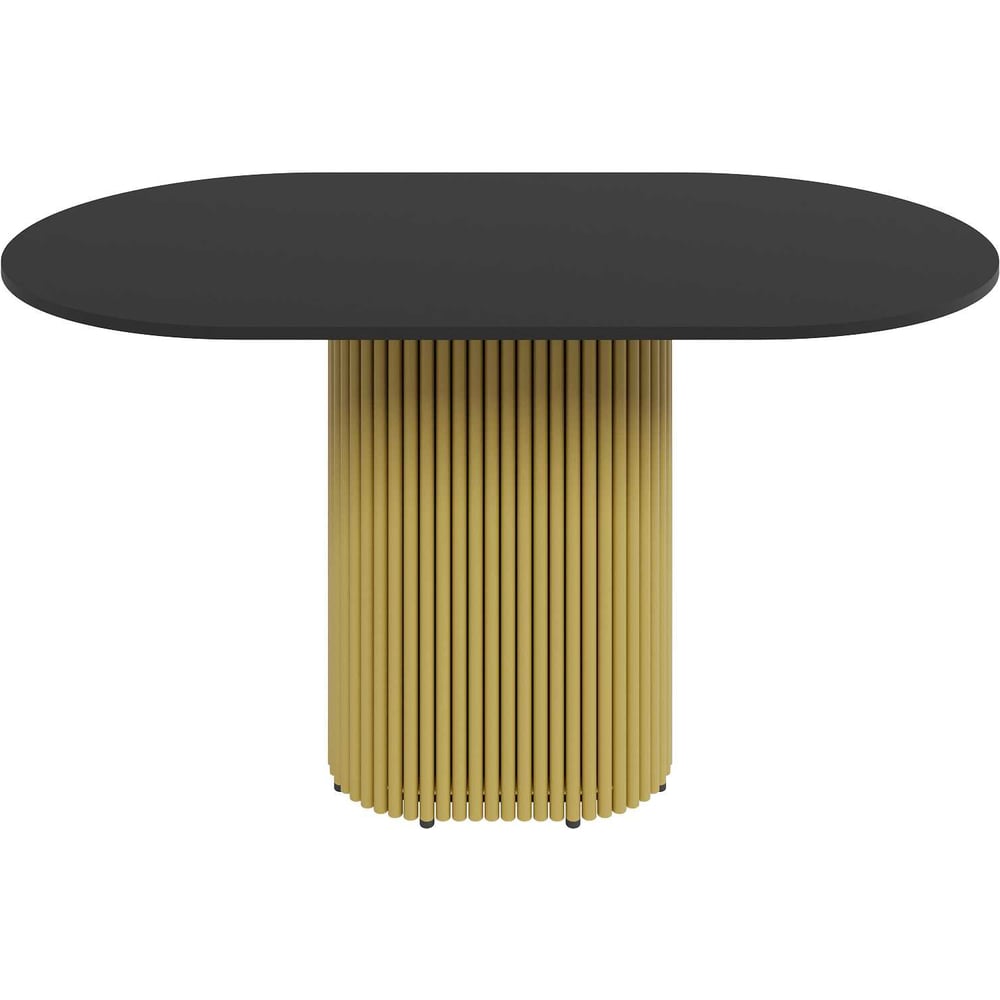 Изображение товара Обеденный стол GENGLASS с золотым подстольем и чёрной столешницей 1400х800х750 мм