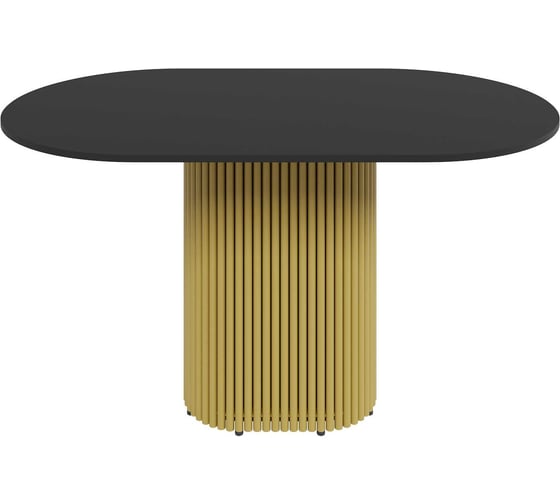 Изображение товара Овальный обеденный стол GENGLASS с золотым металлическим подстольем и чёрной столешницей TRUBIS Wood, 1400х800х750 мм GGT-03-1-2-O-14080