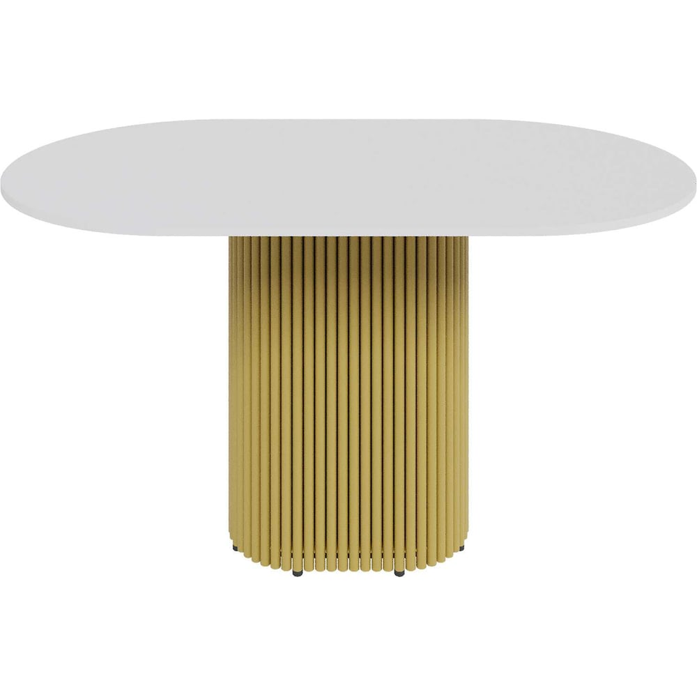 Изображение товара Обеденный стол GENGLASS TRUBIS Wood овальный 1400х800 мм с золотым основанием