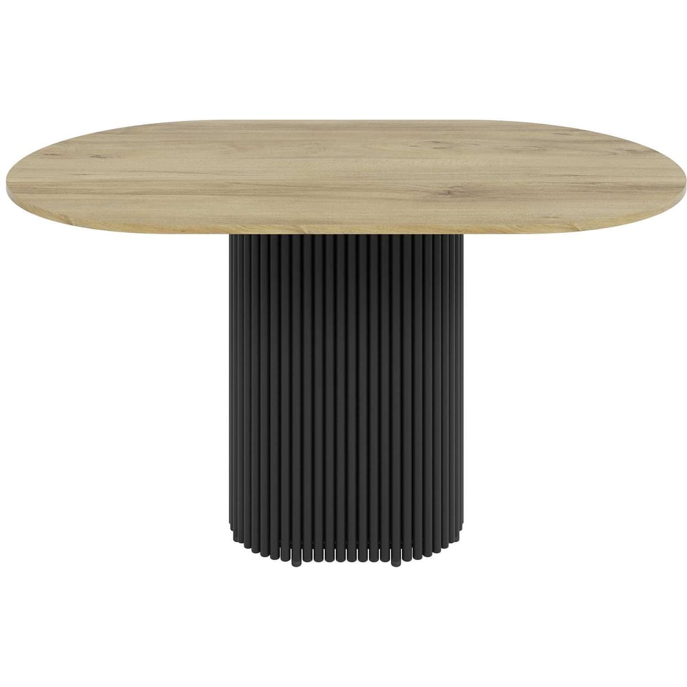 Изображение товара Обеденный стол GENGLASS овальный с металлическим подстольем и столешницей орех