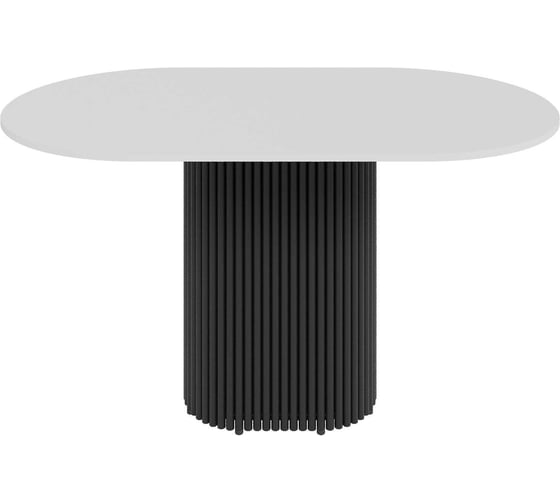 Изображение товара Овальный обеденный стол GENGLASS с чёрным металлическим подстольем и белой столешницей TRUBIS Wood, 1400х800х750 мм GGT-03-2-3-O-14080