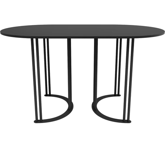 Изображение товара Овальный обеденный стол GENGLASS с чёрным металлическим подстольем и чёрной столешницей VIOLUR, 1400х800х750 мм GGT-20-2-2-14080