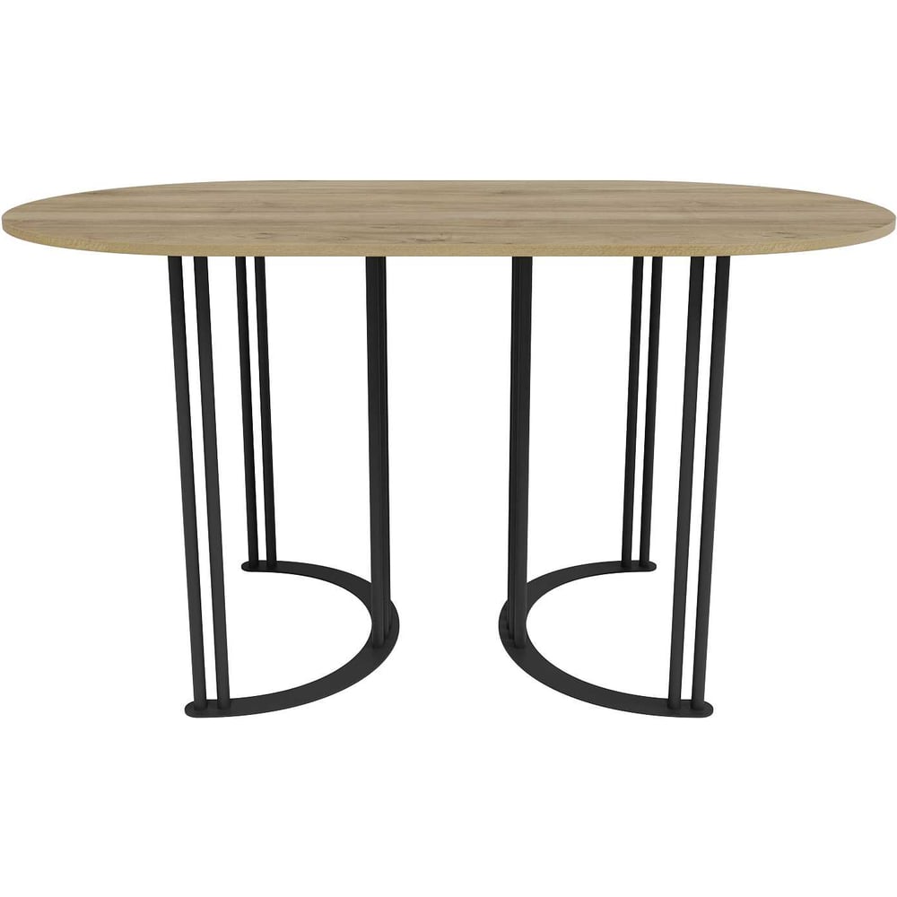 Изображение товара Обеденный стол GENGLASS овальный с металлическим основанием и ореховой столешницей 1400х800х750 мм