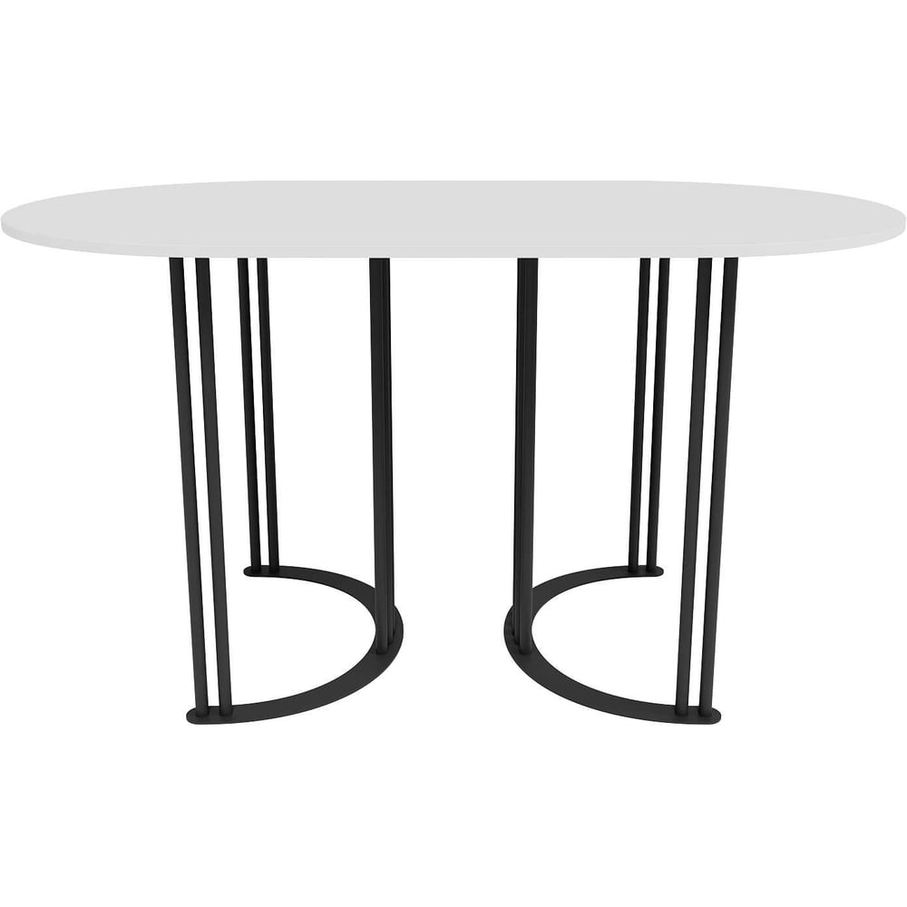 Изображение товара Обеденный стол GENGLASS VIOLUR овал 1400х800 мм черный/белый металлолдсп