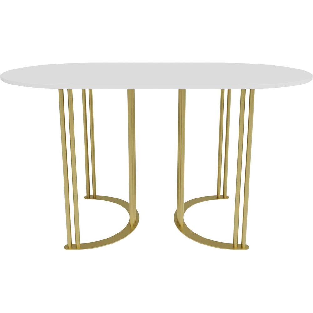 Изображение товара Овальный обеденный стол GENGLASS с металлическим подстольем и белой столешницей VIOLUR