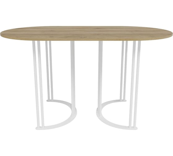 Изображение товара Овальный обеденный стол GENGLASS с белым металлическим подстольем и столешницей орех VIOLUR, 1400х800х750 мм GGT-20-3-1-14080
