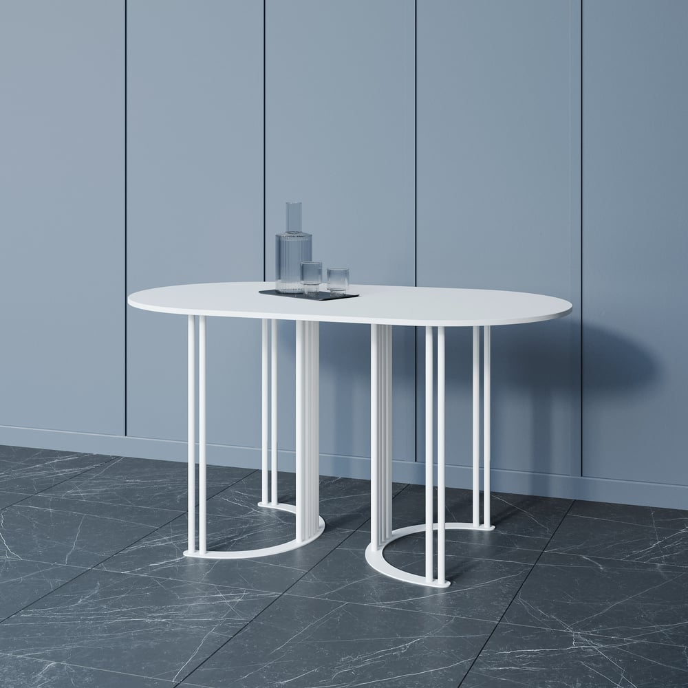 Изображение товара Обеденный стол GENGLASS VIOLUR 1400х800 мм белый овальный современный дизайн