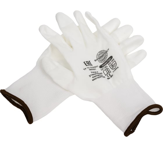 Изображение товара Перчатки Safeprotect НейпТач нейлон+полиуретан на кончиках пальцев, белый, размер 10 (XL) 110506XL