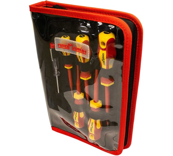 Изображение товара Набор отверток диэлектрических Промлайн slim до 1000 В 6 предметов, в кофре ПЛ02211059_z024