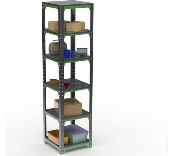 Изображение товара Стеллаж ООО Металекс Metalex Kit Comfort 2200х400х400 6 полок, серо-зеленый 202037