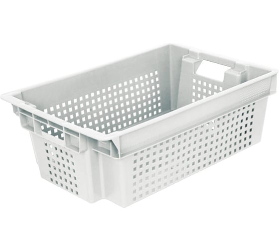 Изображение товара Ящик Тара.ру п/э 600х400х200, 1,5кг, морозостойкий, дно сплошное, стенки перфорированные 04029