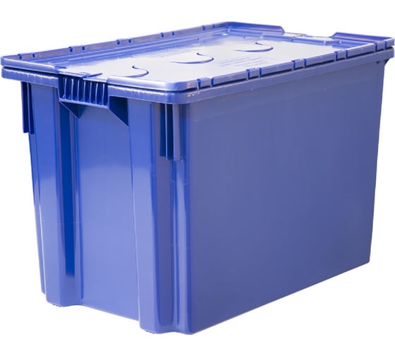 Изображение товара Ящик Тара.ру п/э 600х400х400, морозостойкий, сплошной, с крышкой, Safe PRO, синий 18440