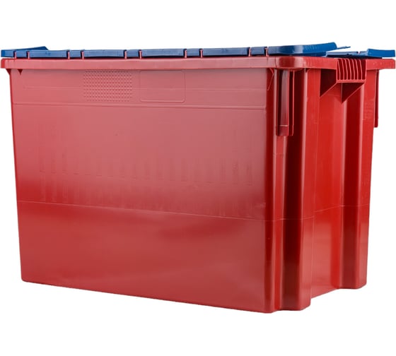Изображение товара Ящик Тара.ру п/э 600х400х400, сплошной, с синей крышкой, Safe PRO, красный 18658