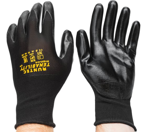 Изображение товара Перчатки защитные маслобензостойкие c нитриловым покрытием RUNTEC L RT-GLVS-N-L