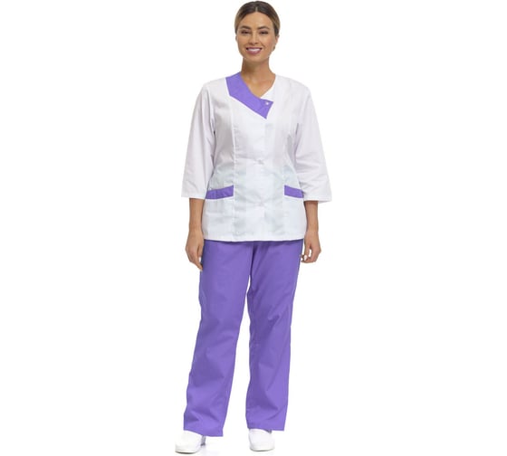 Изображение товара Костюм женский медицинский ИВАРУС Волна куртка + брюки, цвет сиреневый, размер 48-50, рост 170-176 3001 (48/170