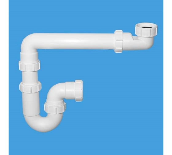Изображение товара Сифон без выпуска McAlpine ф40-40, трубный, P-образный, с отводной трубкой 90гр L=254мм MRSK15-HCLI