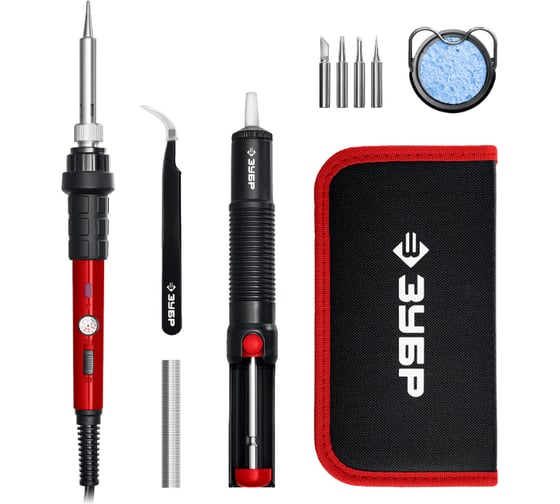 Изображение товара Мини-паяльная станция ЗУБР ПСМ-60 в сумке-чехле 11-в-1 55337