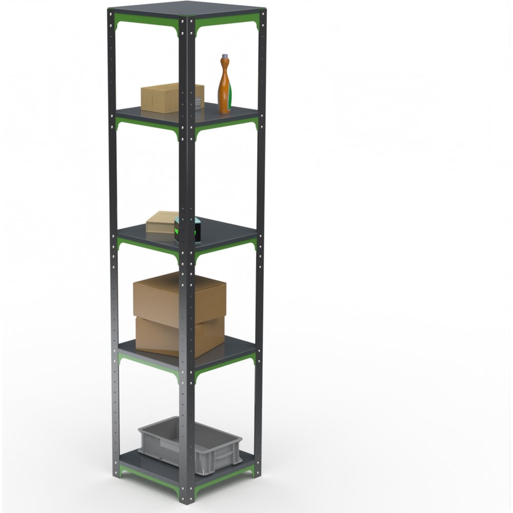 Изображение товара Стеллаж ООО Металекс Kit Comfort 2000х600х600 мм, 5 полок, сталь, серо-зеленый