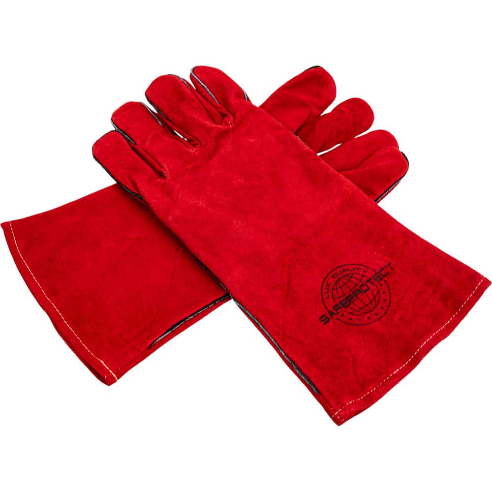 Изображение товара Краги спилковые Safeprotect ЯМАЛ красные 10.5 с флисовой подкладкой